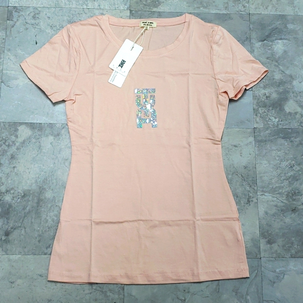 #10148-2 Women’s Round Neck Basic Top,Flamingo,L.